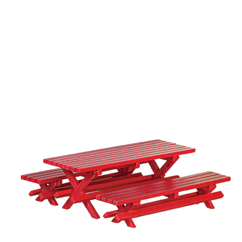 Picnic Table with 2 Benches, Red